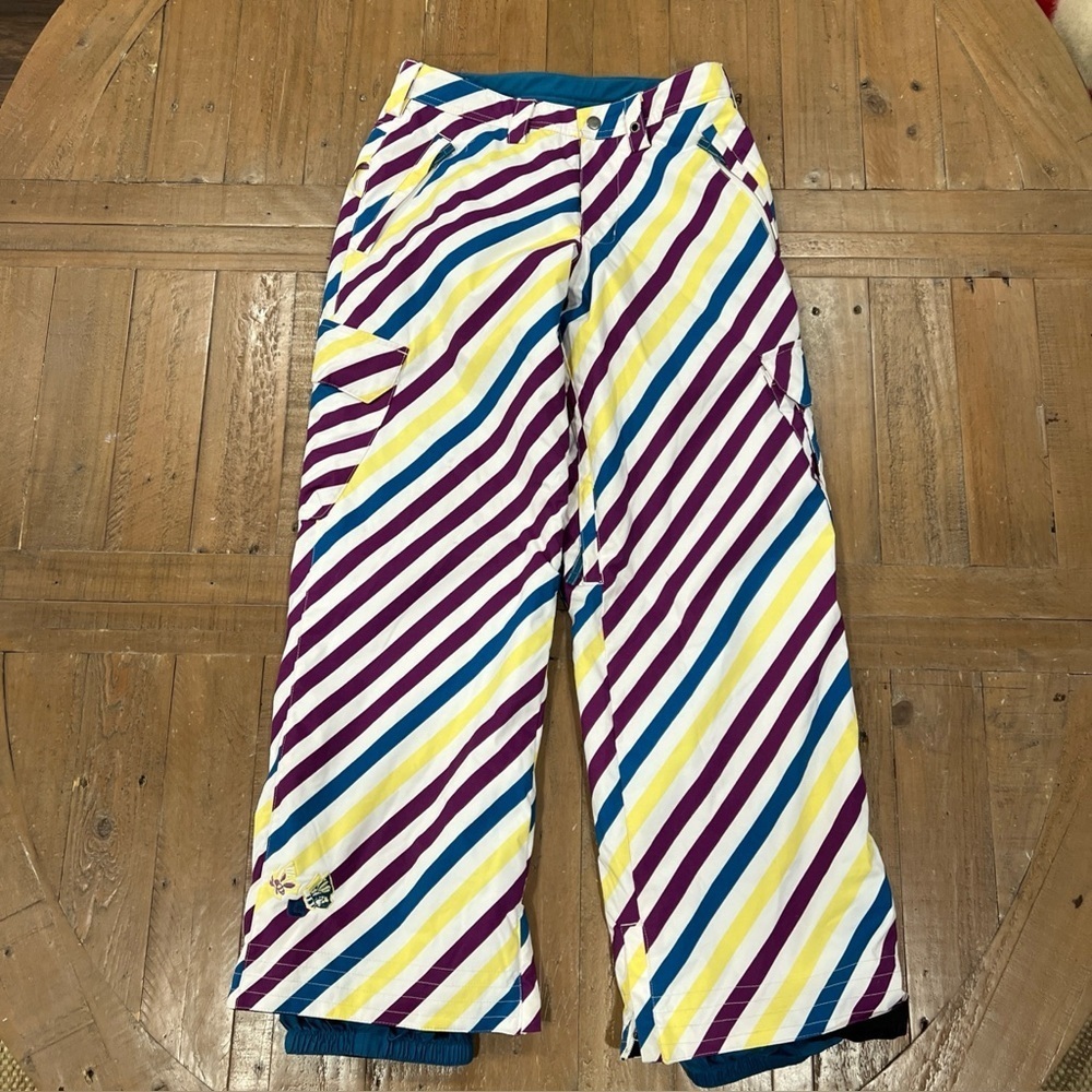 Burton Dry Ride Sugar & Spice Girl's Striped Snow Ski Winter Pants XL Snowboard